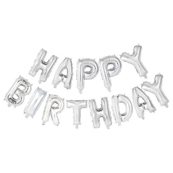 Folieballonger Happy Birthday Silver Rosa födelsedag grattis bal Silver Silver