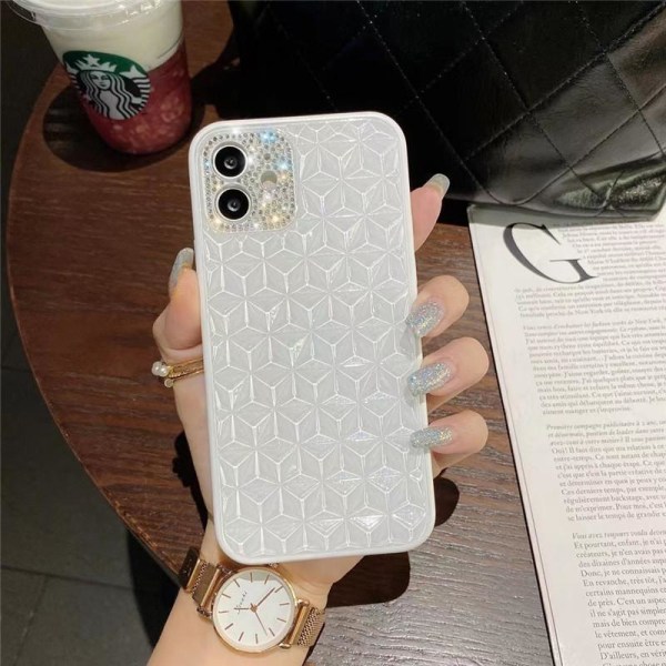 Case iPhone 13 Pro diamanter rhinestone luksus unikt design 3D White one size