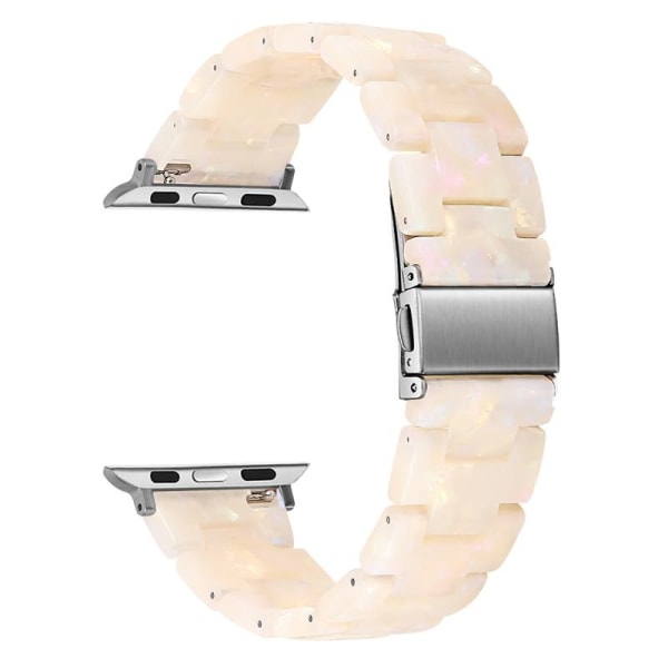 Apple Watch armband pärlemor 42/44/45 mm iWatch 7 rostfritt stål Beige Beige & Silver
