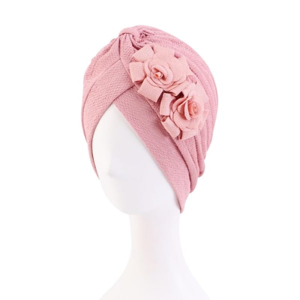 Turban med smukke blomster roser i flere farver hijab Pink one size