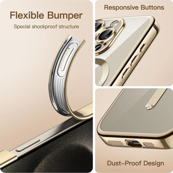Etui til iPhone 15, Pro & Max magnet for nem opladning galvanisering Silver one size