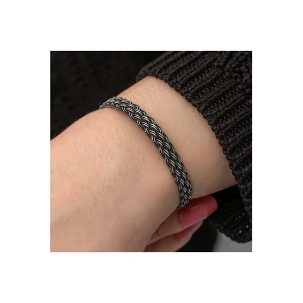 Handgjort flätat armband i äkta läder i autentisk stil för män Beige one size