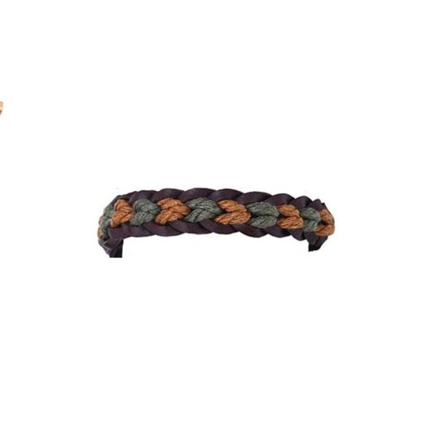 Handgjort armband för män äkta läder och färgade rep Grön one size