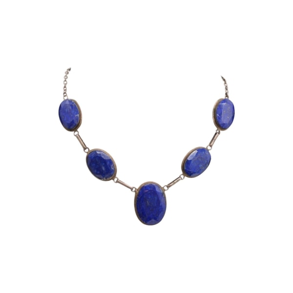 Lapis Lazuli -korusetti 925 hopeaa: kaulakoru (säädettävä 47 cm) Blue one size