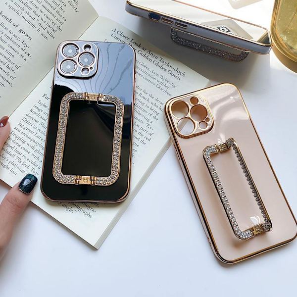 iPhone 13 Pro-kotelon kahva, jossa on strassitimanttijalusta musta valkoinen pinkki Black one size