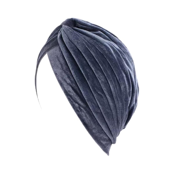 Turban i lyxig sammet i flera färger mössa grå one size