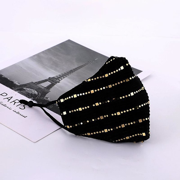 Fashion Mask pailletter mundbeskyttelse i flere farver vaskbar bomuld Black one size