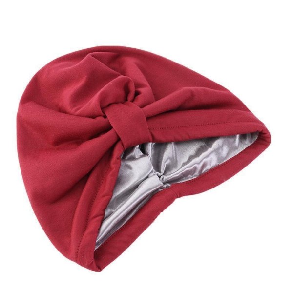 Turban med 2 lag hijabi satin bomuld flere farver Red one size