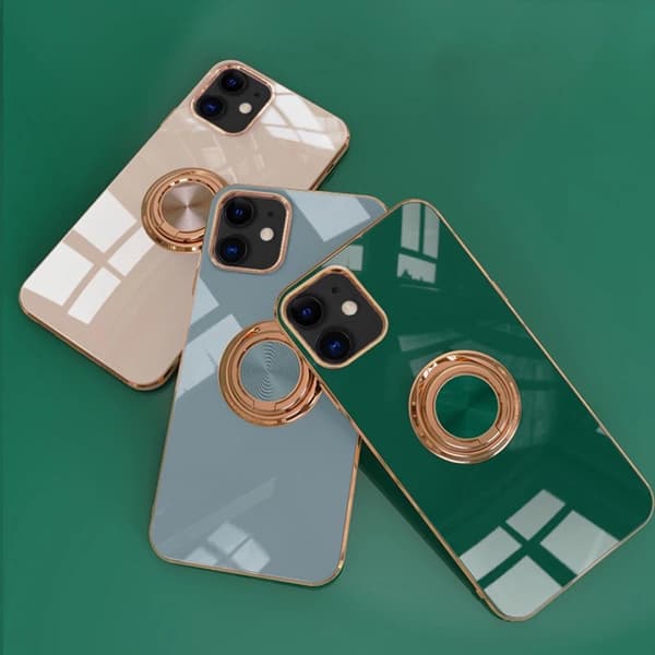 Luksuriøst stilfuldt etui iPhone 12 Pro Max med ringstativfunktion Guld Black one size