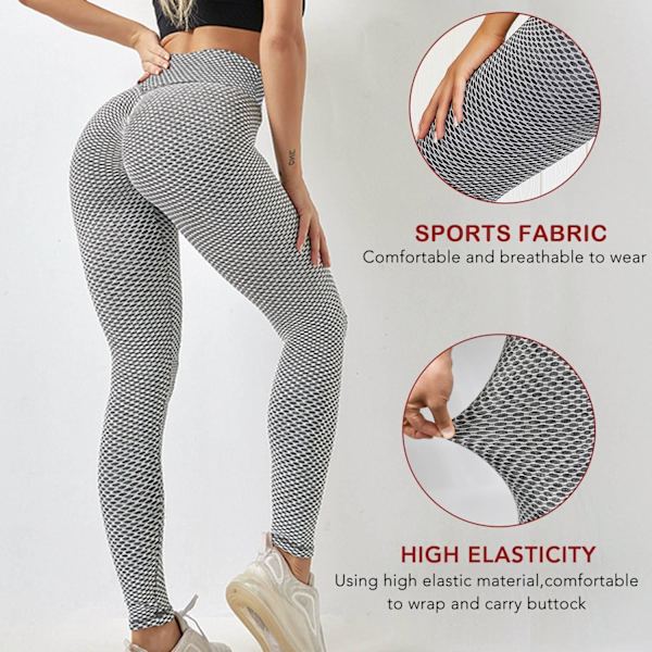 TikTok Leggings Dam Butt Lifting Workout Tights Plus Size Sport Yogabyxor med hög midja Grey XXXL