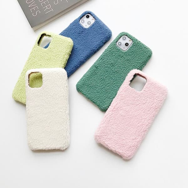 iPhone11 Pro skal teddy material fluffigt mjukt stickat White one size