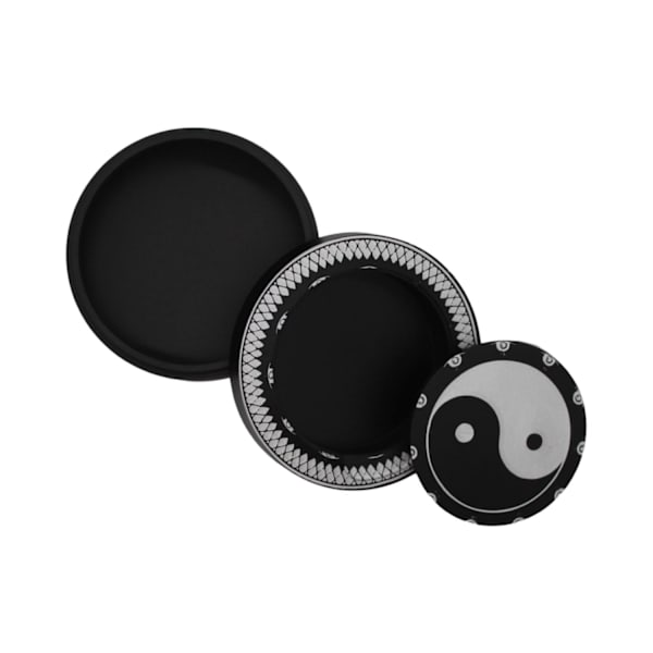Snusboks i sort aluminium for all snus - zhen ying yang øyne hvite Black