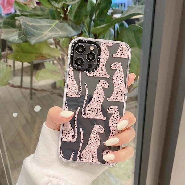 iPhone 13, Pro ja Max läpinäkyvä kuori vaaleanpunaisilla leopardeilla Pink one size