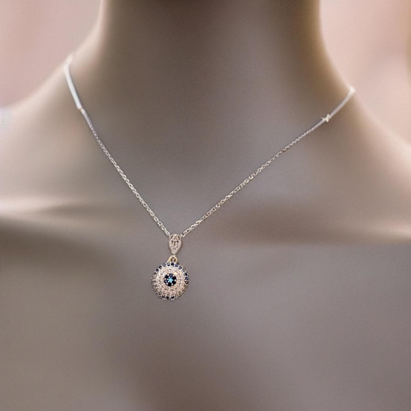 Nazar-kaulakoru 925 hopeaa värikkäillä zirkoniakivillä - tyylikkäät suojaavat korut Silver one size
