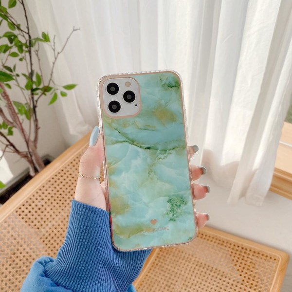 iPhone 12 & 12 Pro -kuori loputtomissa väreissä marmorikuvioita Turquoise one size