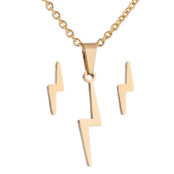 Trendikäs rannekoru kaulakoru salama 14 k kullattua kultaa hopeaa Gold one size