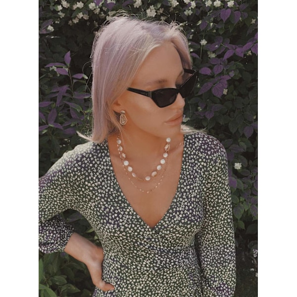 Trendy lille spidse cat-eye solbriller Black one size