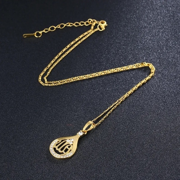 Klassisk Halsband i Guldfärg Mellanöstern Islamisk Vattendroppe Allah Guld one size