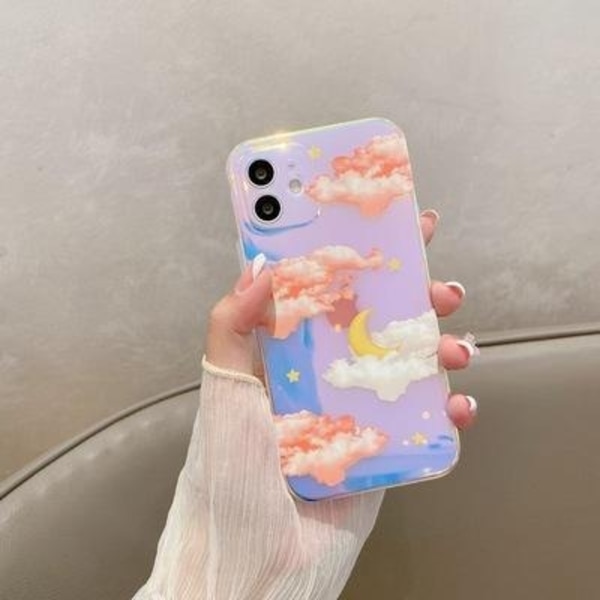 iPhone 13 Pro holografisk skal med cloud star moon gennemsigtig Transparent one size