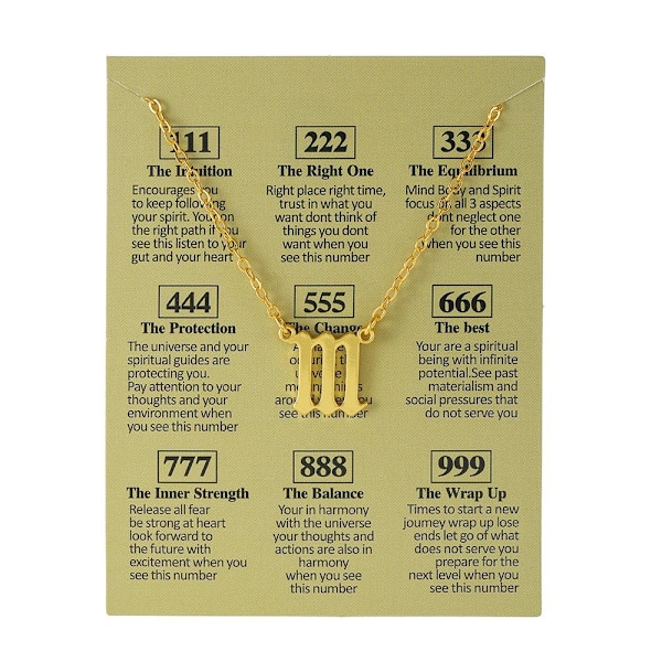 Gold plated necklace angel number 111 meaning gift spiritual Gold one size
