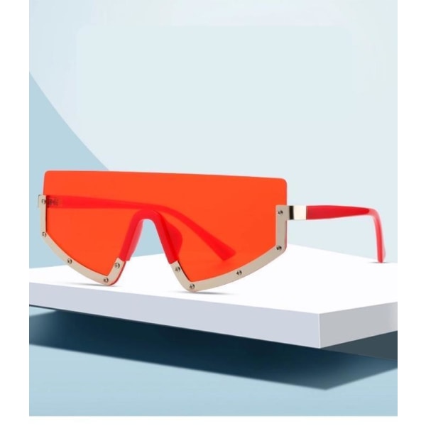 Sporty solbriller dame kule innfatninger rett metall vanntett rø Red one size