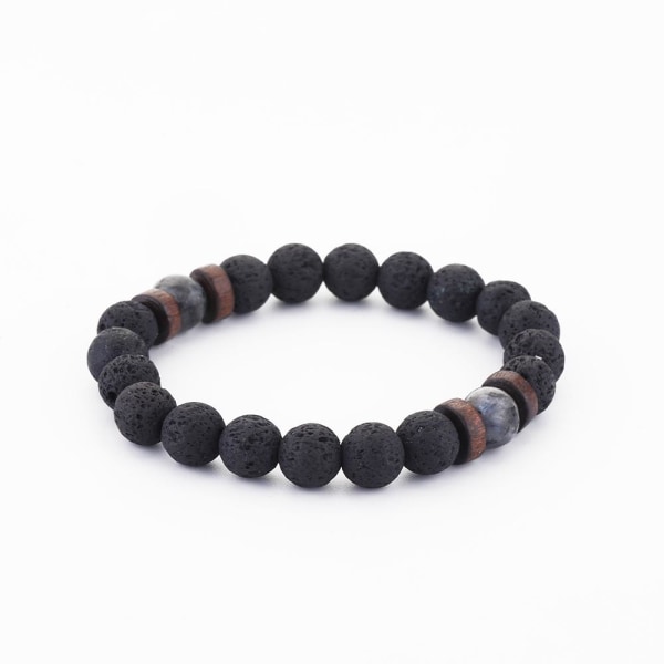 Naturligt vulkansk sten armbånd Black one size