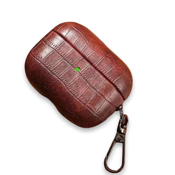 Ylellinen Airpods Pro 2 Protective Shell vegaaninen nahka ja avaimenperä Brown one size
