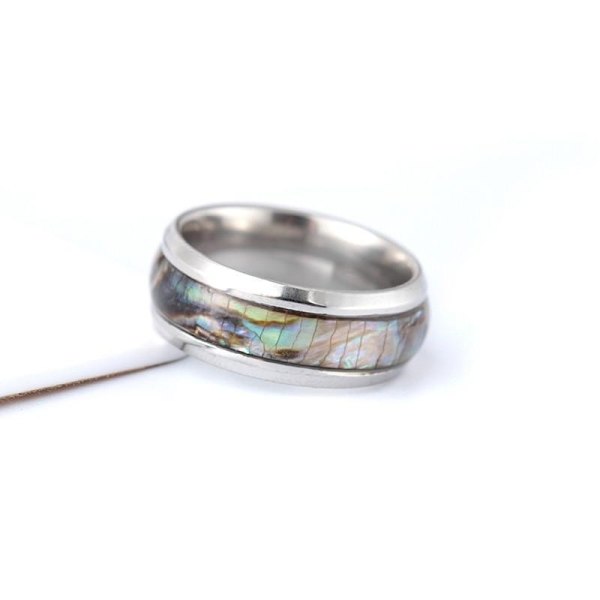 Gold-plated ring with mother-of-pearl for men unique special design Silver US 10