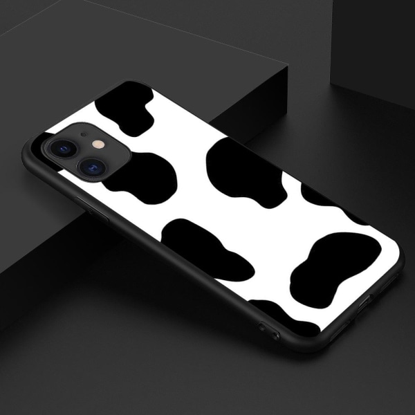 iPhone 12 Pro Max Cover dalmatisk ko mønster sort hvid White one size