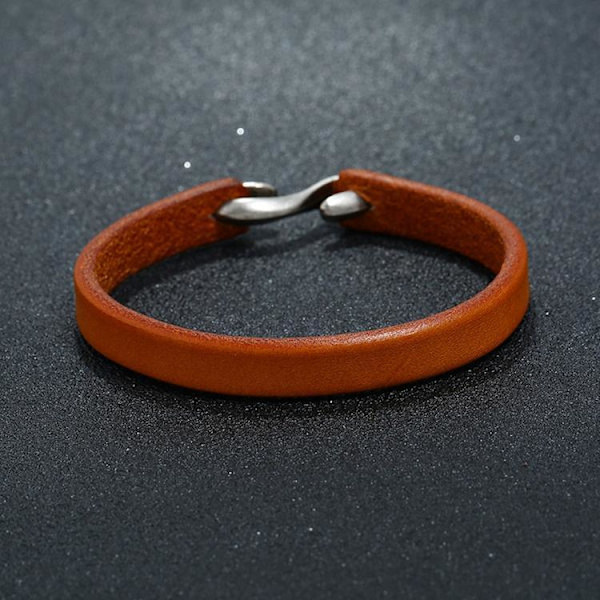 Håndlavet minimalistisk armbånd i ægte læder i autentisk stil Orange one size