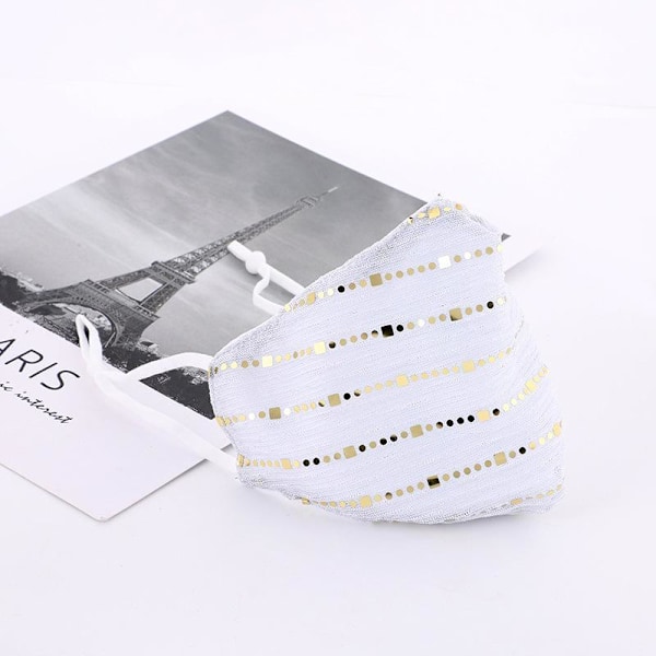 Fashion Mask pailletter mundbeskyttelse i flere farver vaskbar bomuld White one size
