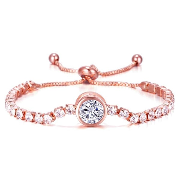 Kaunis rannekoru zirkonilla, ylellinen lahja 18k kullattu Pink gold one size