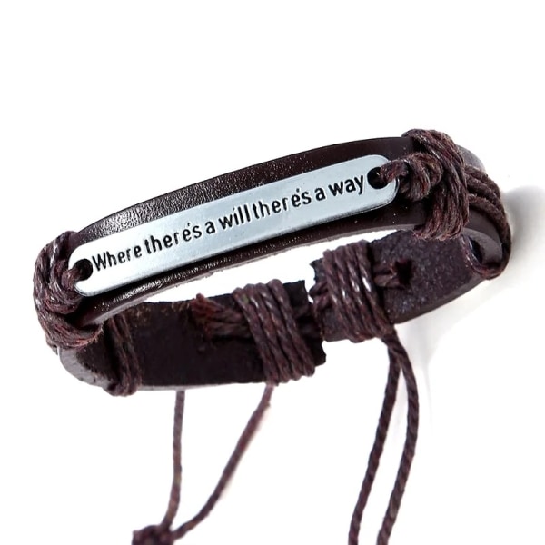 Handgjort armband för män med vacker text brunt läder Brun one size