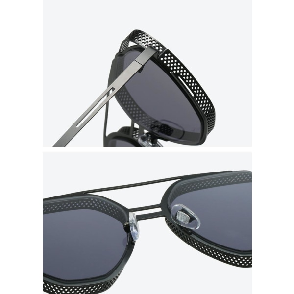Ovanliga unika pilot solglasögon med galler för män Silver one size