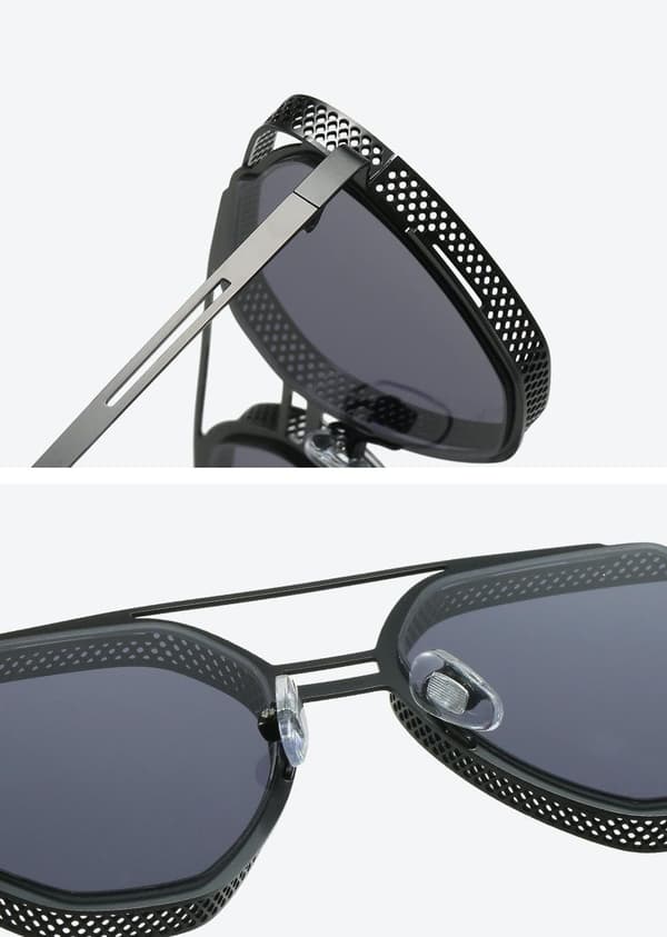Uvanlige unike pilotsolbriller med gitter for menn Silver one size