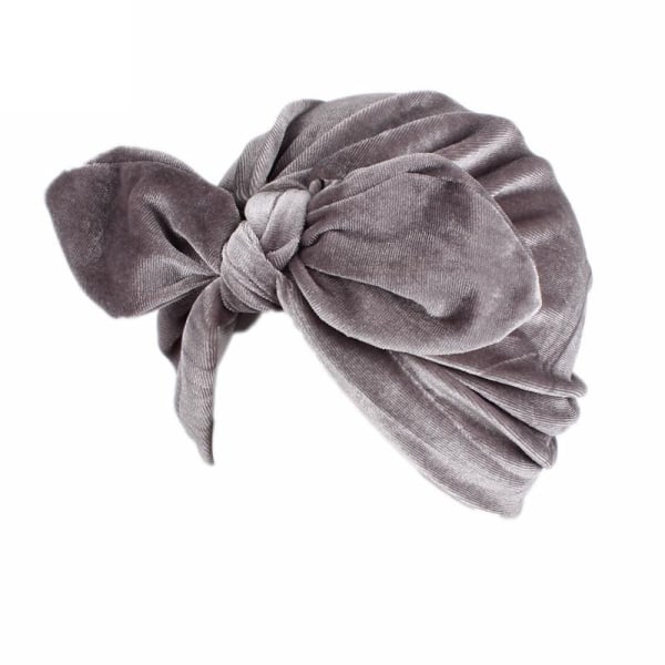 Luksuriøs turban i fløyel med sløyfeeffekt i flere farger Grey one size