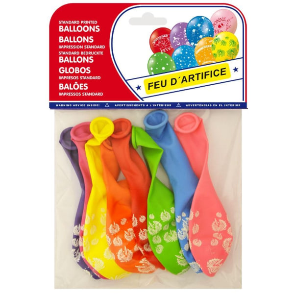 Dags att festa! 8 pack ballonger med fyrverkeri motiv multifärg