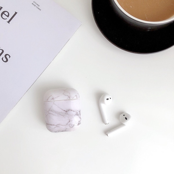 Beskyttelse for Airpods-deksler i hvitt marmormønster Vit one size