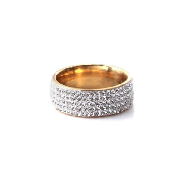 Smuk ring med zirkon rhinestones guld og sølv Gold one size