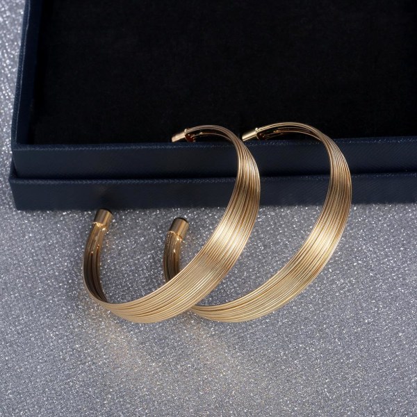 Øreringe med forgyldning store bøjler brede Gold one size