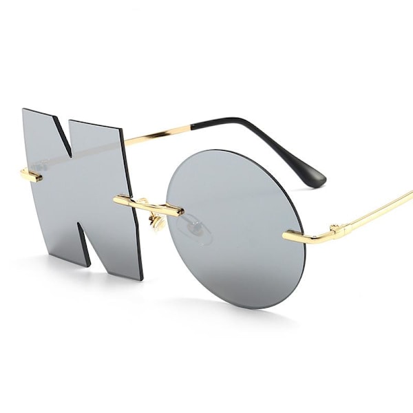 Hienot hullut aurinkolasit NO - NO - hauskat juhlat Silver one size