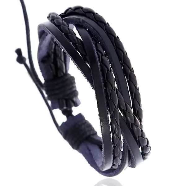Handgjort flätat tvinnat armband för män äkta läder i stil brun Brun one size
