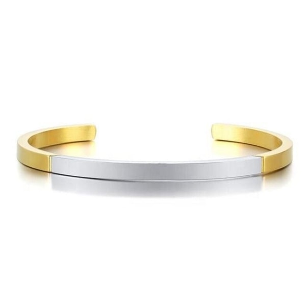 Adjustable Bracelet in Stainless Steel - Gold and Silver (0.5 cm width)" Gold one size