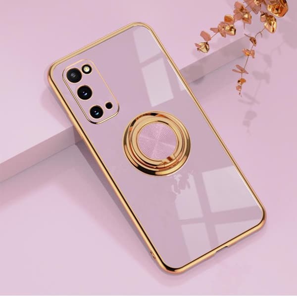 Luksuriøst stilfuldt etui Samsung Galaxy S20 Plus med ringstativfunktion Guld Blue one size