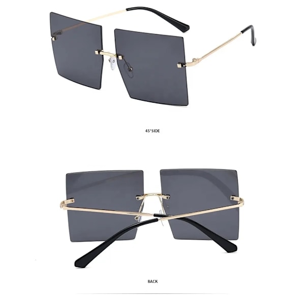 Store solbriller med firkantede glas i sort og brun kim 2025 Brown one size
