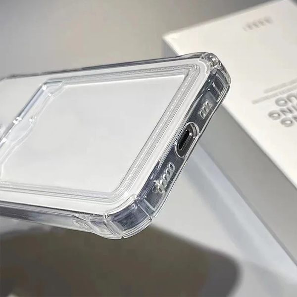 Skal för alla iPhone 15 modeller med plats för kort silikon stötdämpande Transparent one size