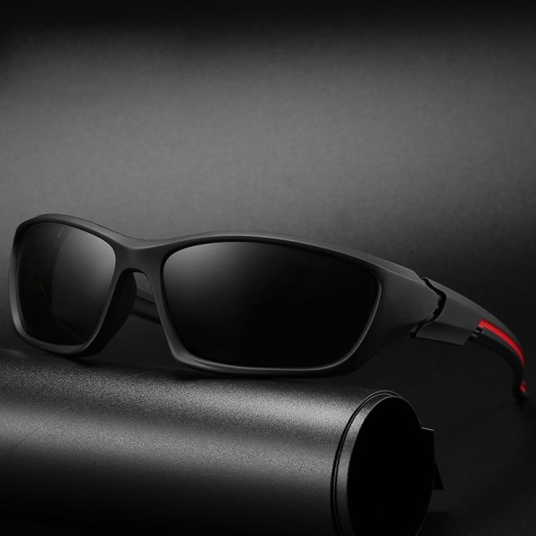 Polariserede solbriller til sport og udendørs sorte med røde det Black one size