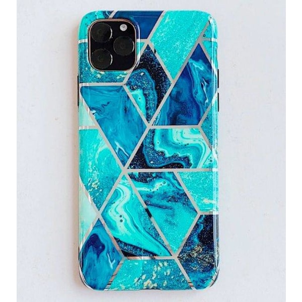 Mobilcover til iPhone 11 med blå marmormønster Blue one size