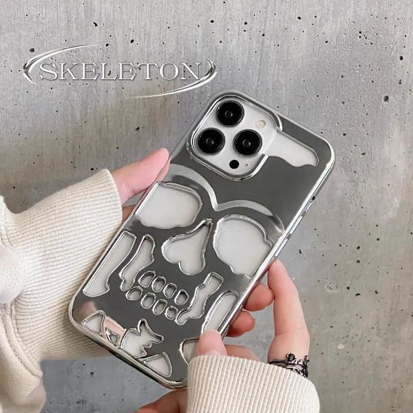 Metalliskt Skelett Mobilskal för iPhone 14 - Premiumskydd med Cool Design Guld one size