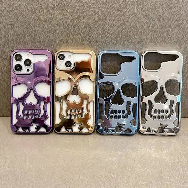 Metalliskt Skelett Mobilskal för iPhone 14 - Premiumskydd med Cool Design Guld one size